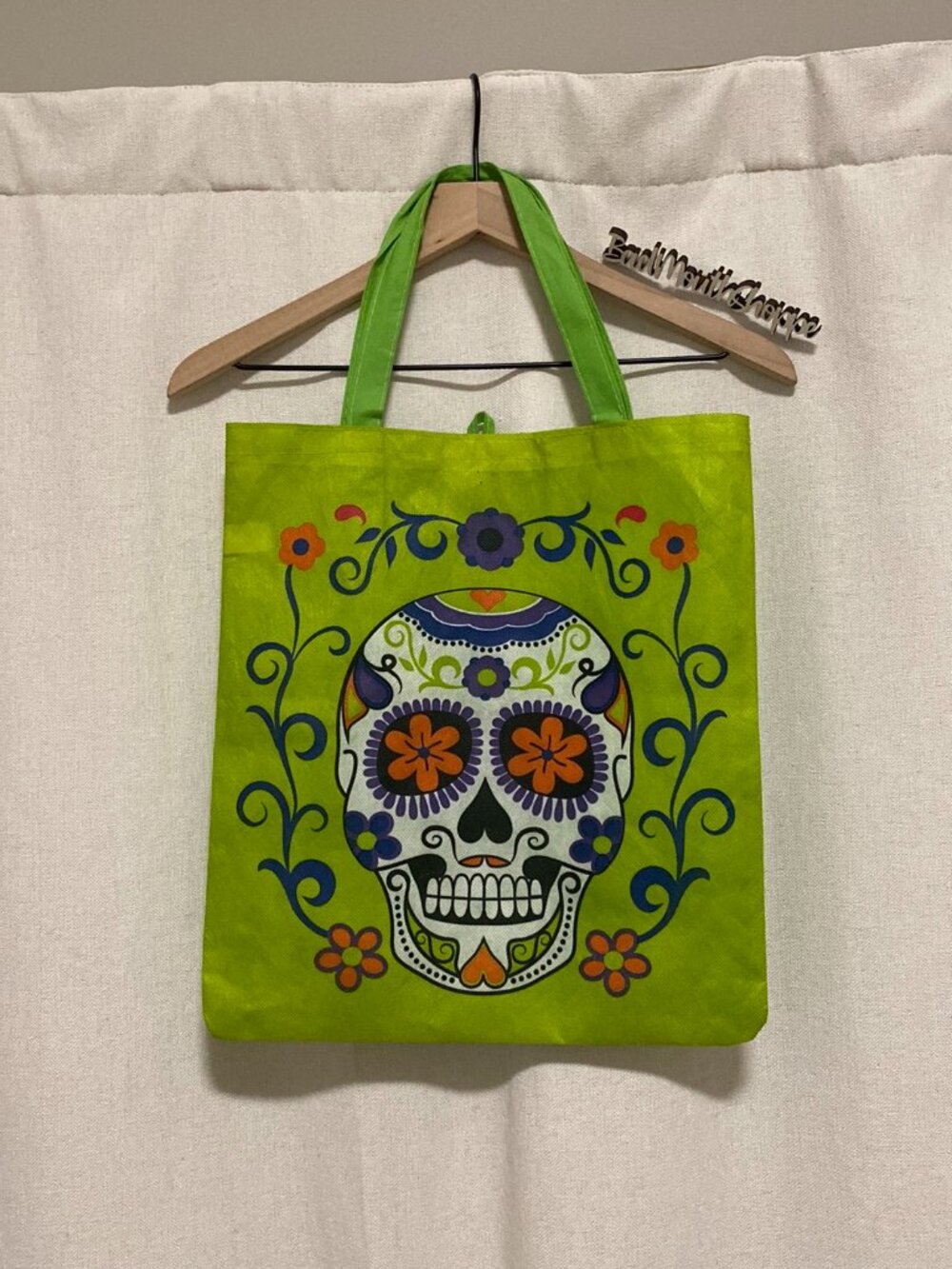 Sugar Skull Day of the Dead Dia de los Muertos Halloween Reusable Tote Bag